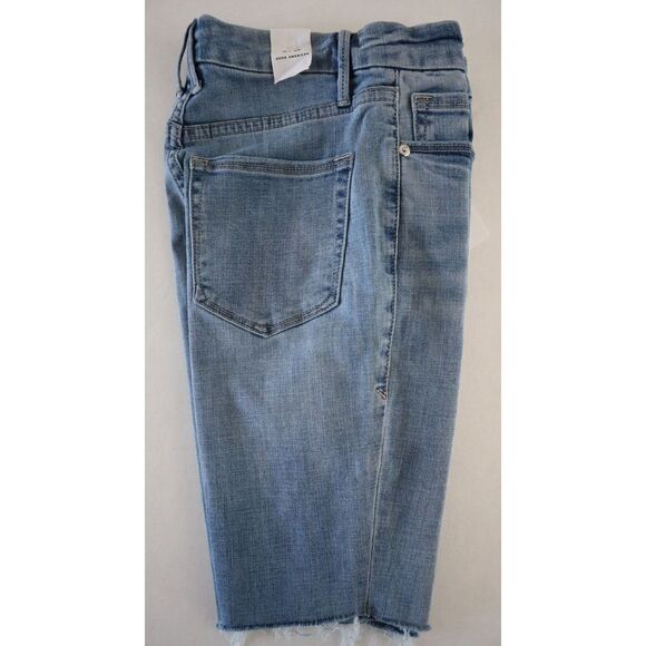 Good American GBS075T Women's Sz 0/25 Blue Bermuda Shorts w/ Frayed Hemline $99+ - Picture 6 of 8